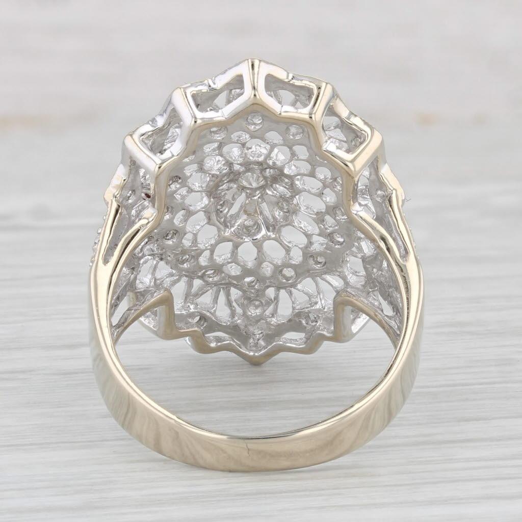 Women's 0.25ctw Diamond Filigree Ring 18k Gold Size 7.5 Cocktail For Sale