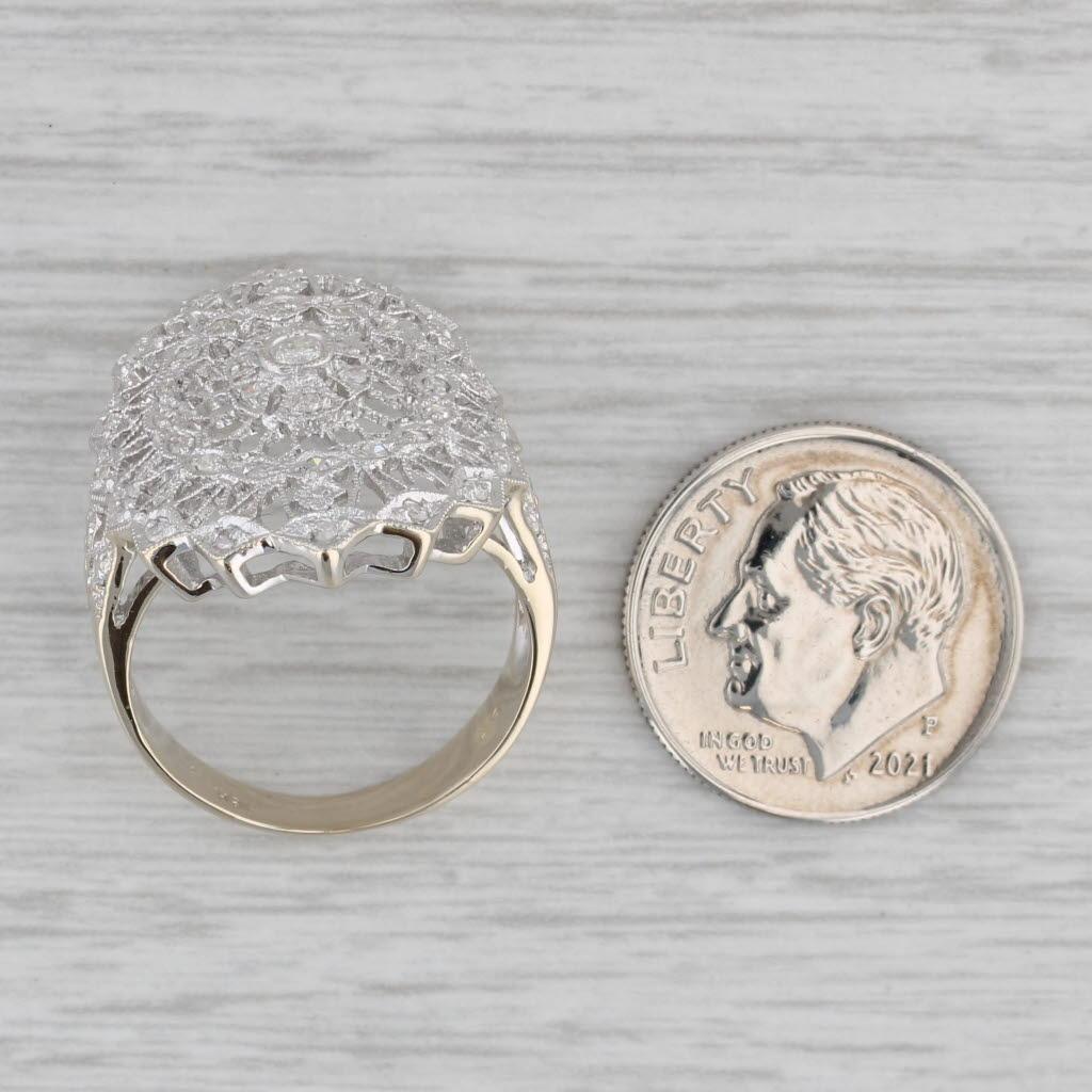 0.25ctw Diamond Filigree Ring 18k Gold Size 7.5 Cocktail For Sale 3