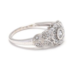 0.25ctw Diamond Scalloped Flower Ring, 10k White Gold, Ring Size 7