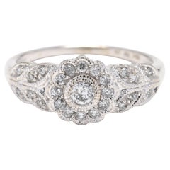 0.25ctw Diamond Scalloped Flower Ring, 10k White Gold, Ring Size 7