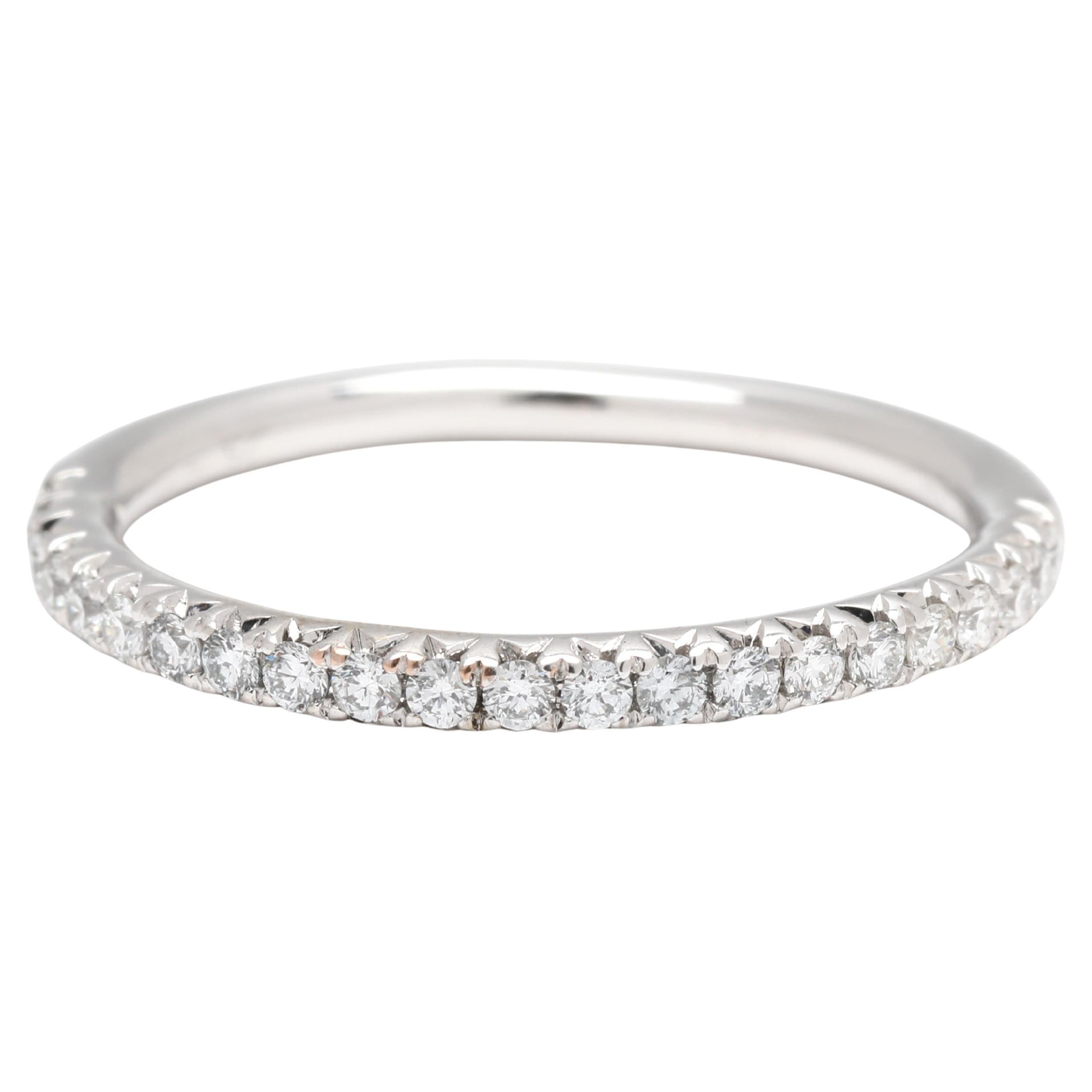 Fascia sottile con diamante da 0,25 ct, oro bianco 14k, misura 6,25, fede nuziale