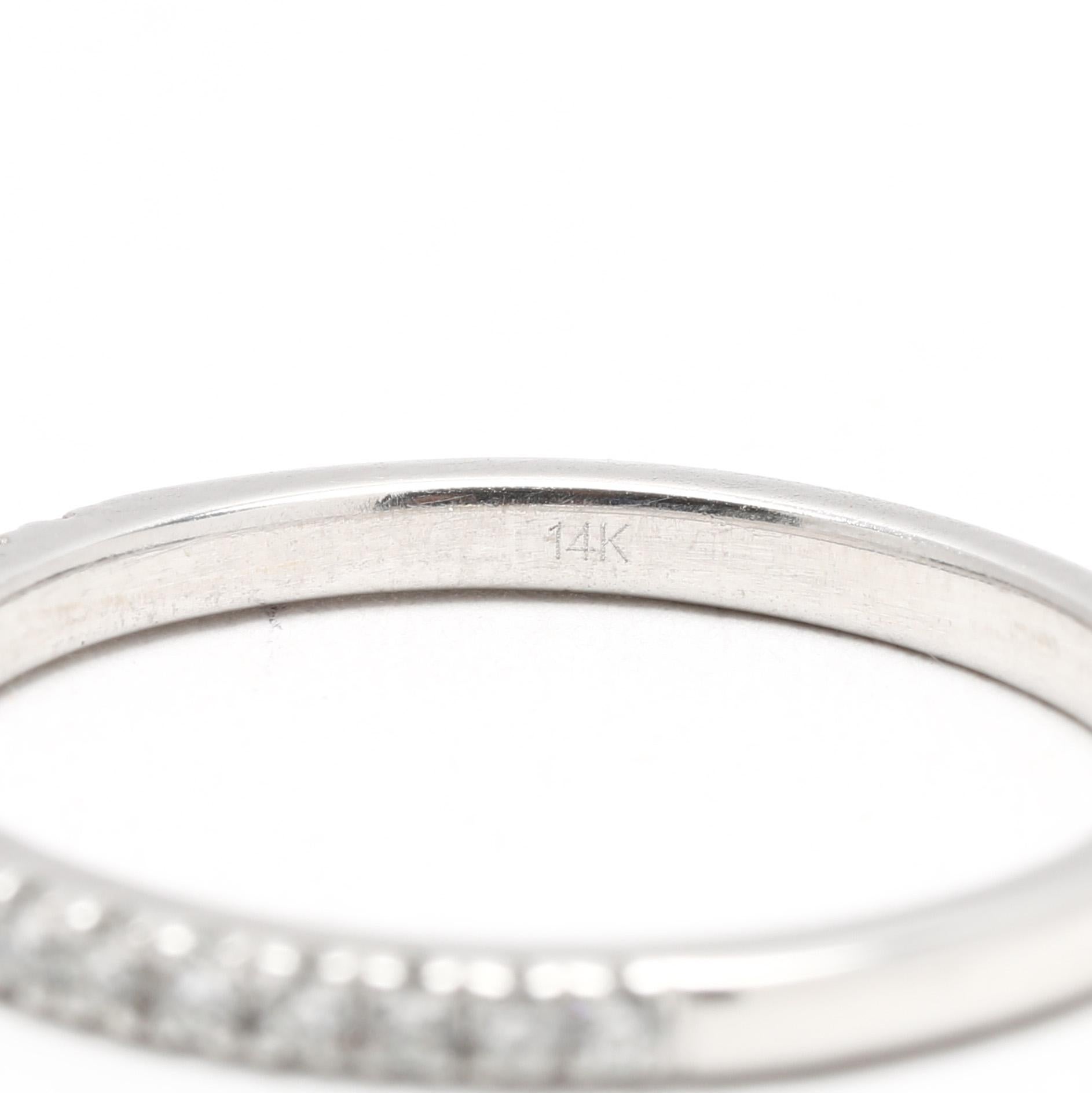 Femenino o masculino Anillo con banda fina de diamantes de 0,25 ctw, oro blanco de 14k, tamaño del anillo 6,75 en venta