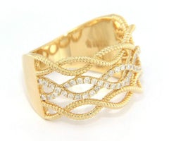 0.25ctw Diamond Three Row Wave Band Ring in 14K Yellow Gold