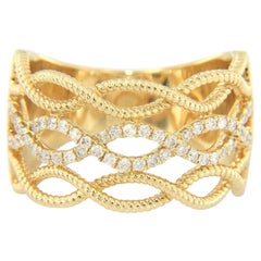 0.25ctw Diamond Three Row Wave Band Ring in 14K Yellow Gold