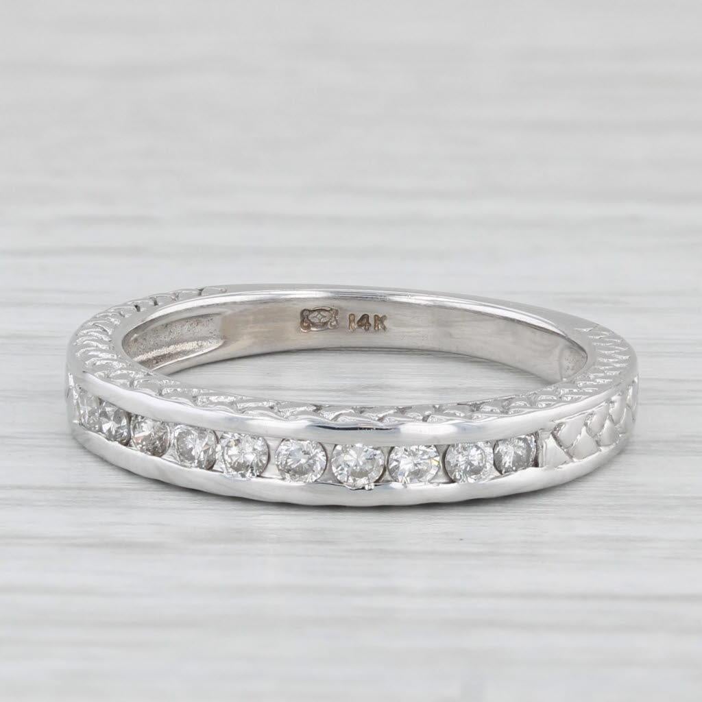 Women's 0.25ctw Diamond Wedding Band 14k White Gold Stackable Anniversary Band Size 7 For Sale