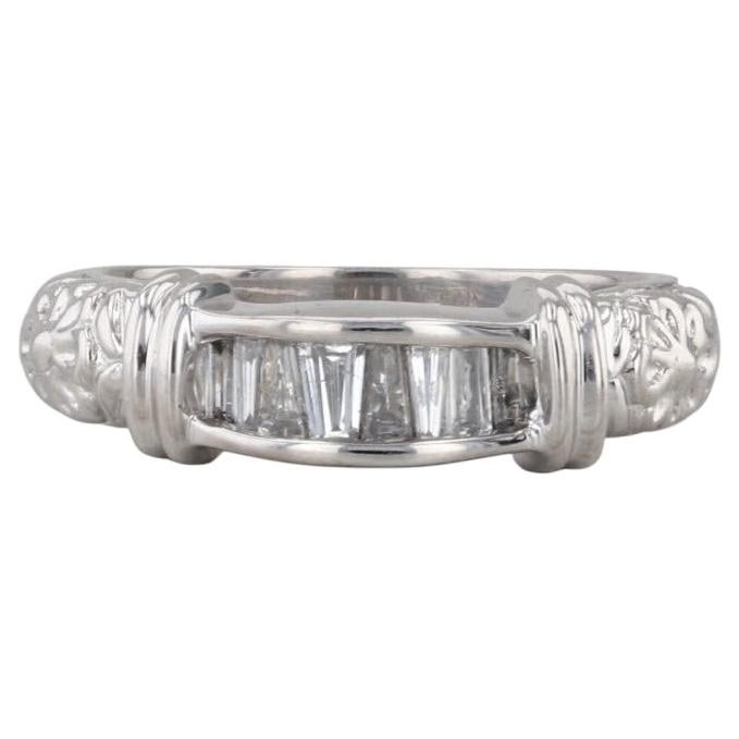 0.25ctw Diamond Wedding Ring 14k White Gold Floral Stackable Annivesary Band For Sale