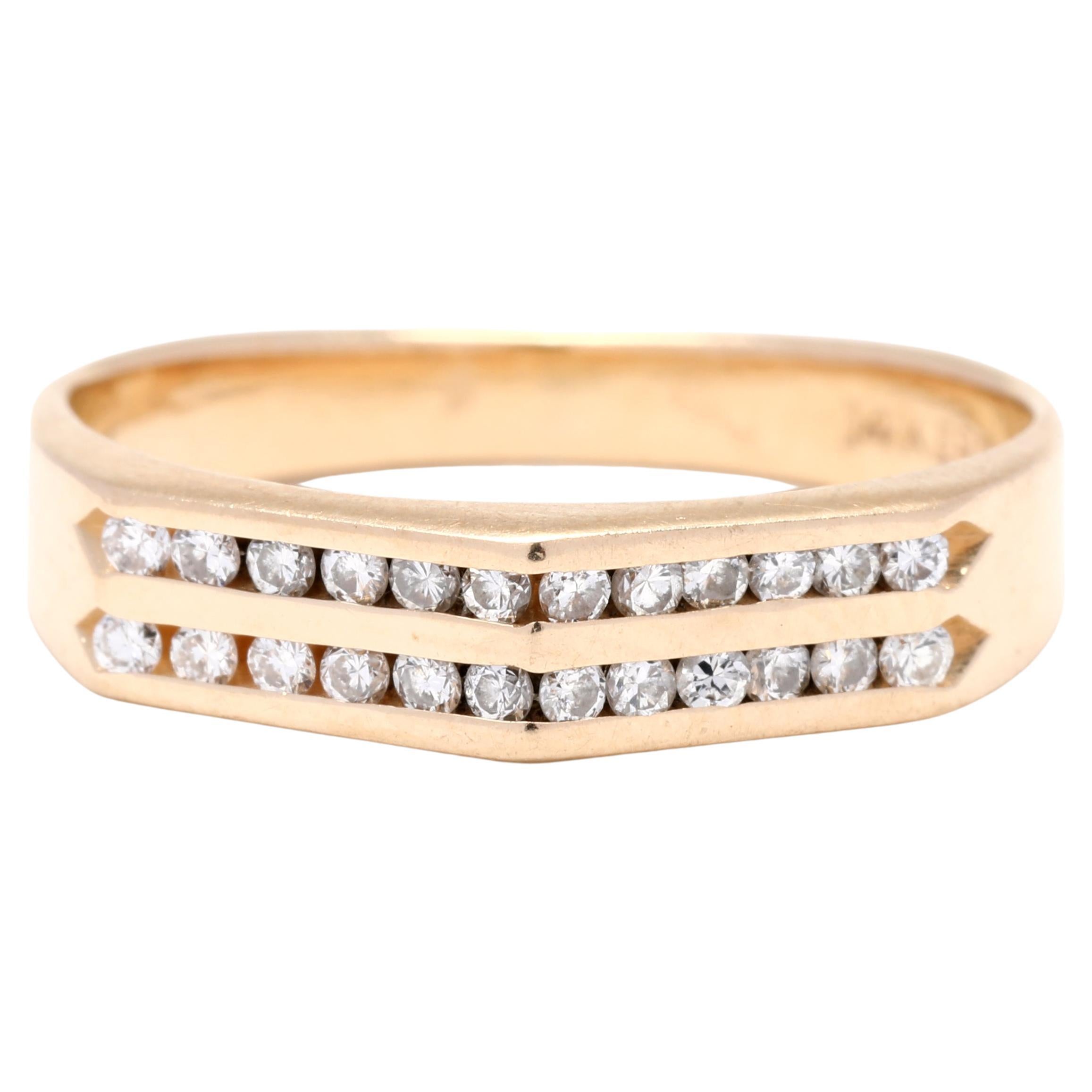 0.25ctw Double Row Diamond Pyramid Band, 14k Yellow Gold, Ring