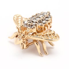 0.25ctw Mini Diamond Bee Brooch, 14k Yellow Gold, Small Bee
