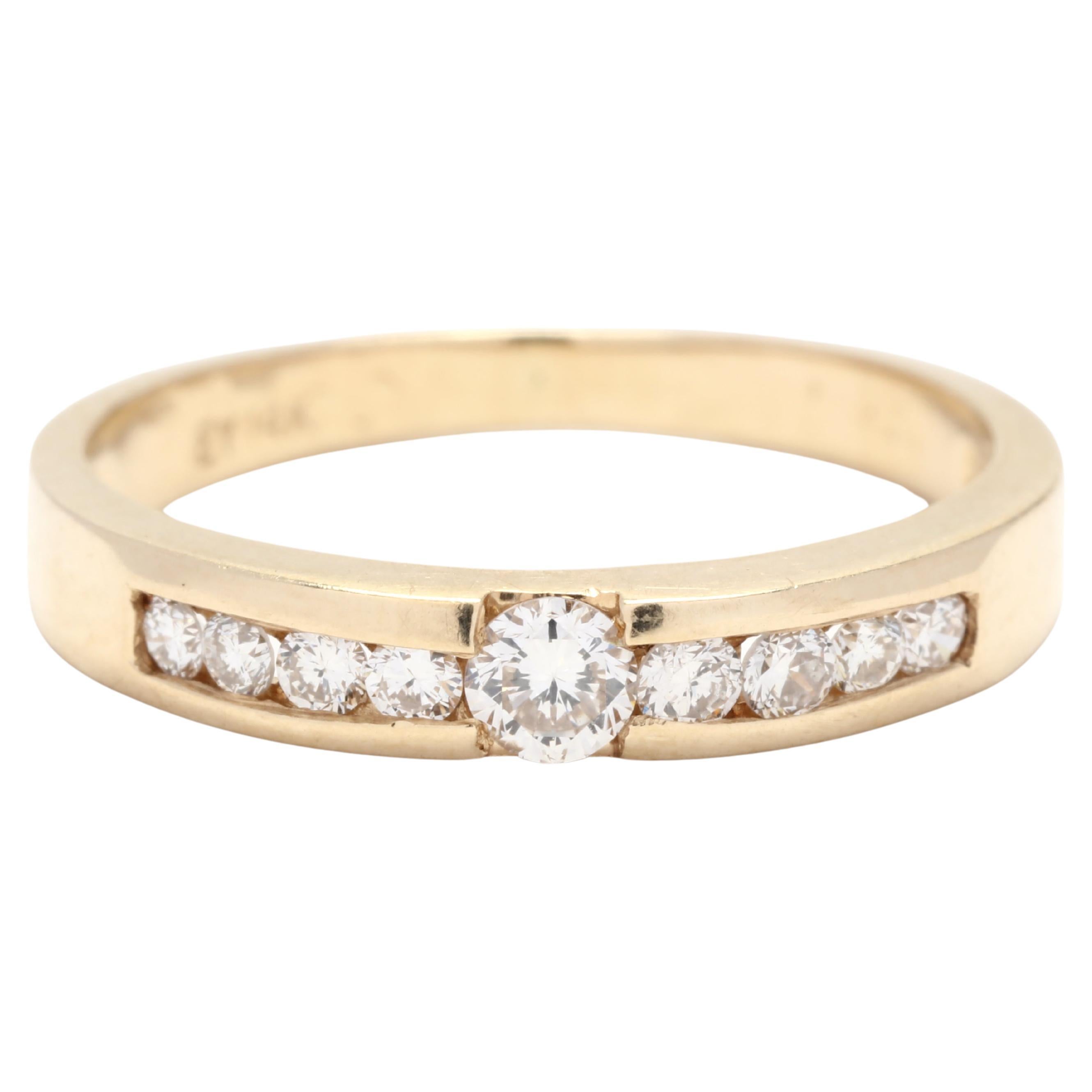0.25ctw Multi Diamond Band Ring, 14K Yellow Gold, Ring Size 5.5, Stackable For Sale