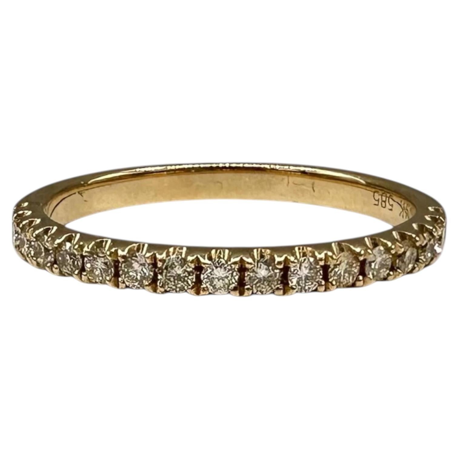 0.25ctw Natural Diamond Half Eternity Ring 14K Yellow Gold Size 6.75