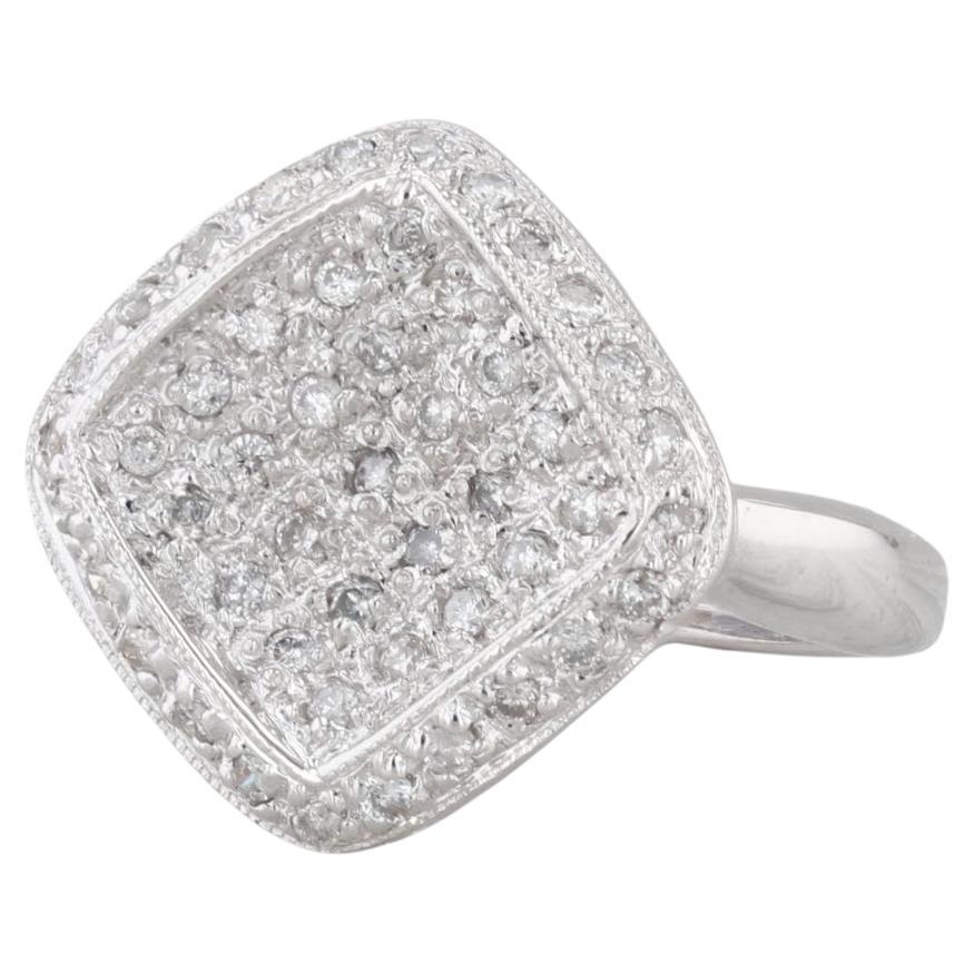 0.25ctw Pave Diamond Halo Ring 18k White Gold Size 4.5 For Sale