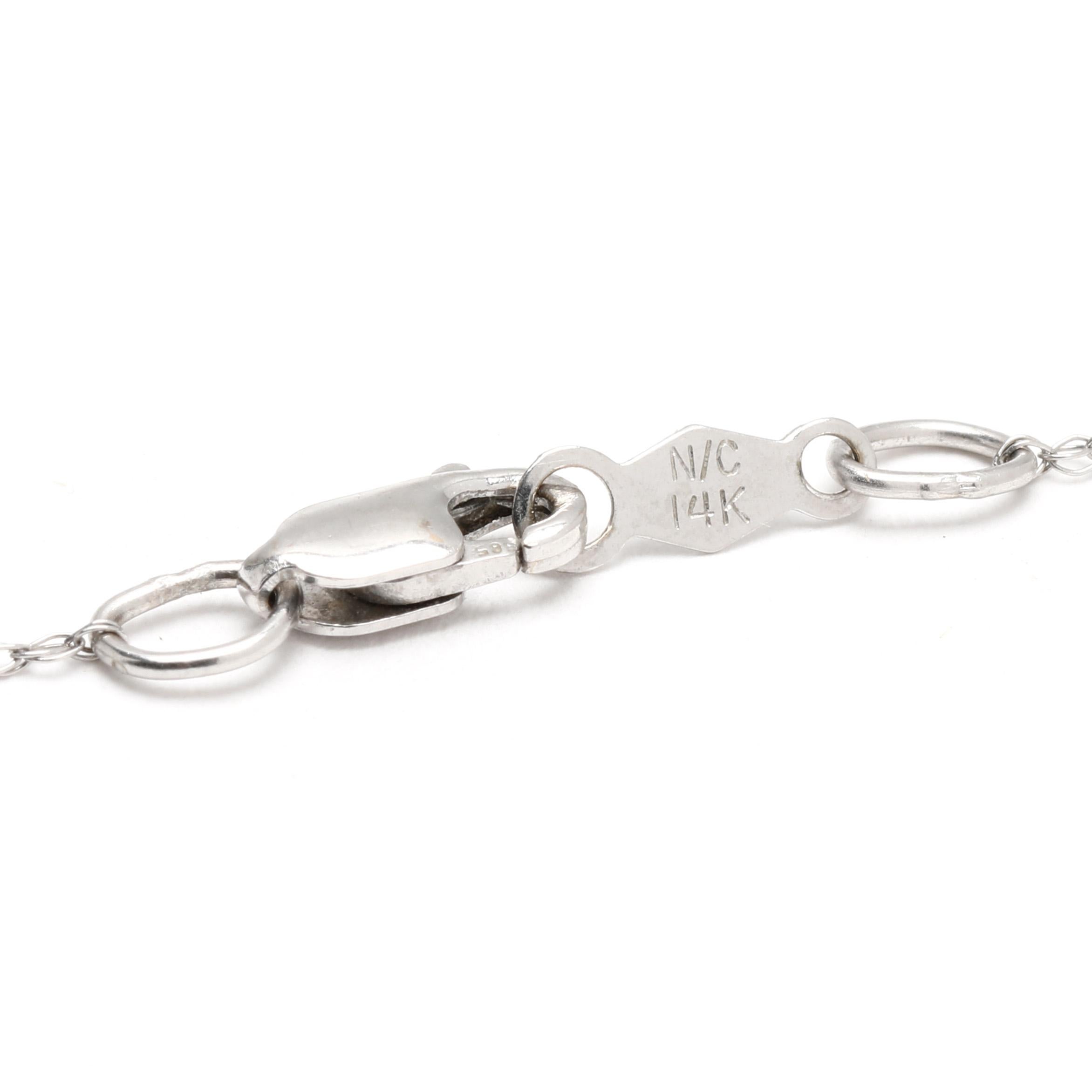 Taille ronde Collier croix à petits diamants de 0,25ctw, or blanc 14k, longueur 18 pouces en vente
