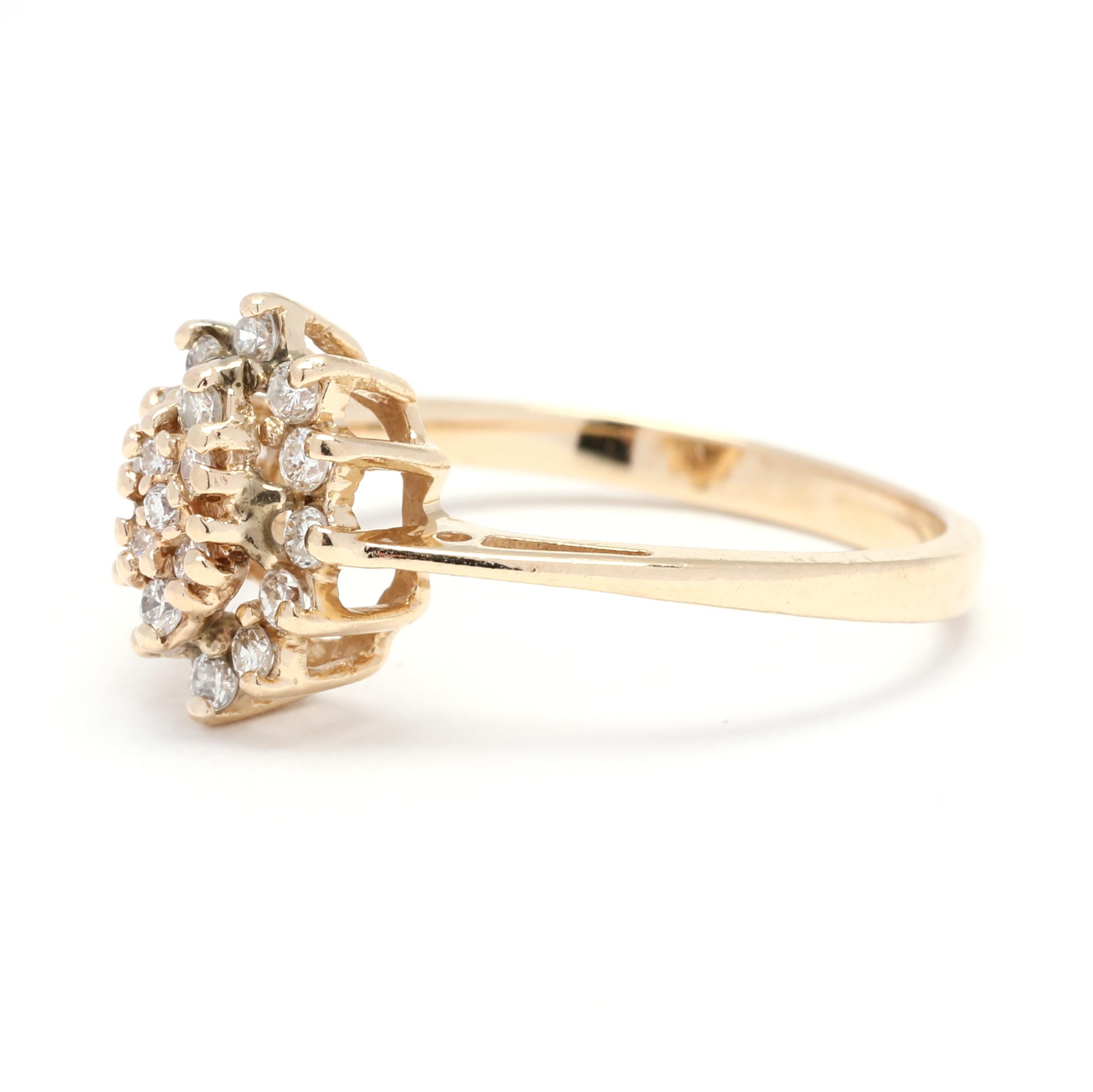 0.25 Karat Diamant Navette Ring, 14 Karat Gelbgold, Ringgröße 6, Diamant-Cluster im Zustand „Gut“ im Angebot in McLeansville, NC