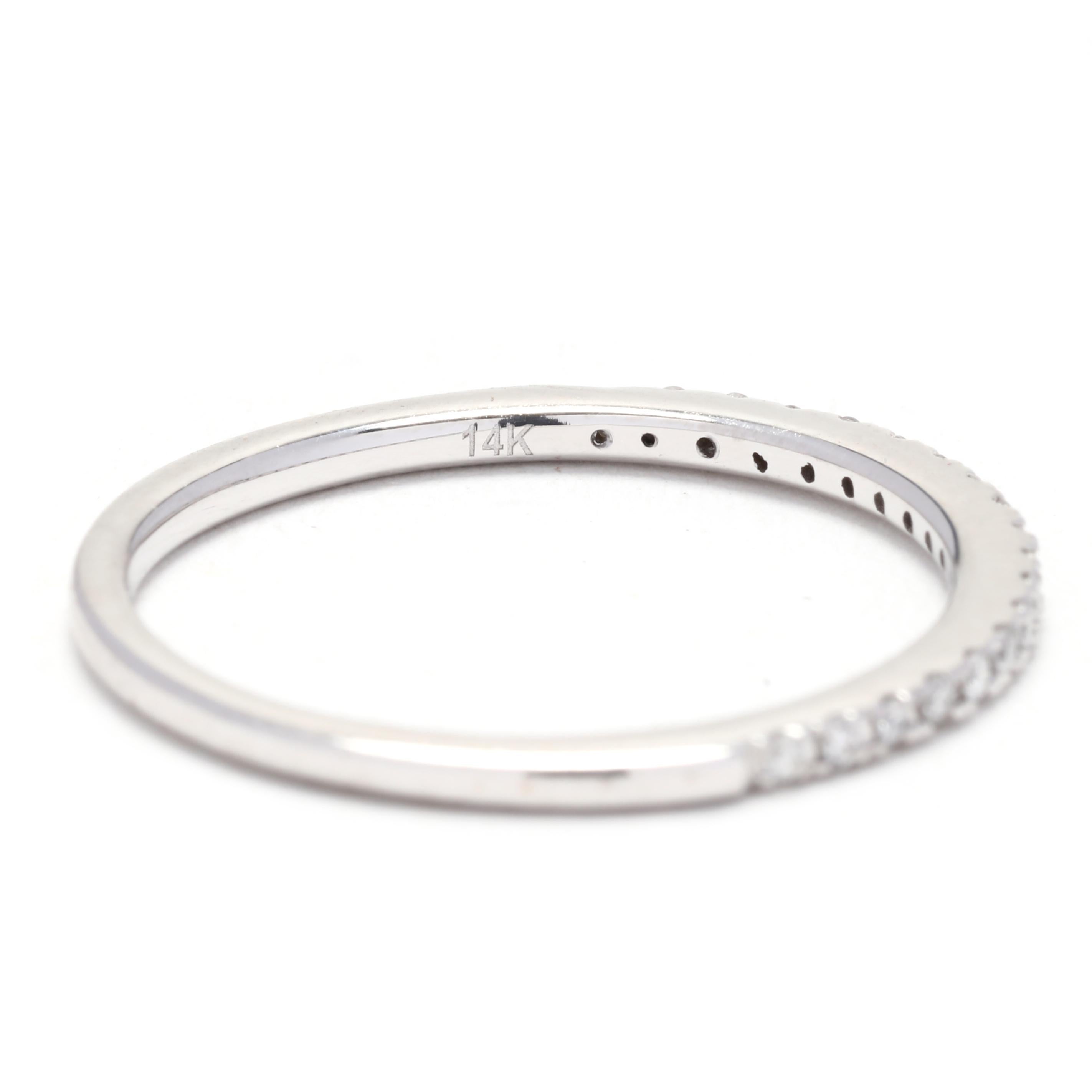 0.25ctw Thin Diamond Wedding Band, Platinum, Ring Size 4.75, Stackable Diamond  For Sale 1