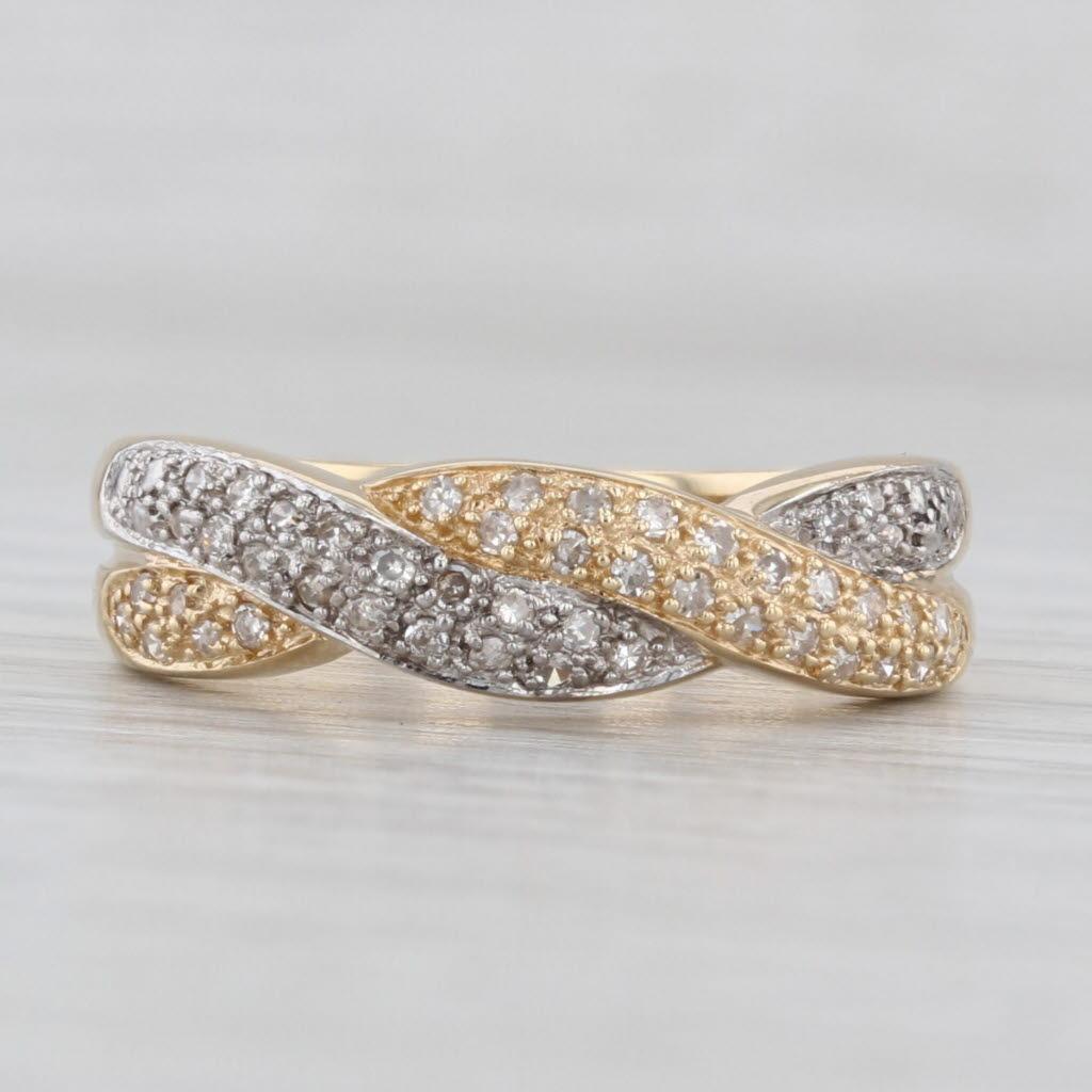 0.25ctw gewebter Diamantring 14k Gold Größe 8 stapelbares Band im Zustand „Gut“ im Angebot in McLeansville, NC
