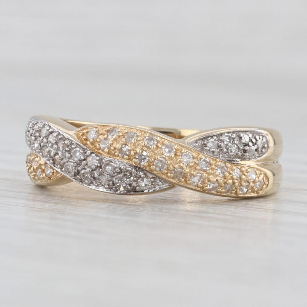 0.25ctw gewebter Diamantring 14k Gold Größe 8 stapelbares Band im Angebot 1