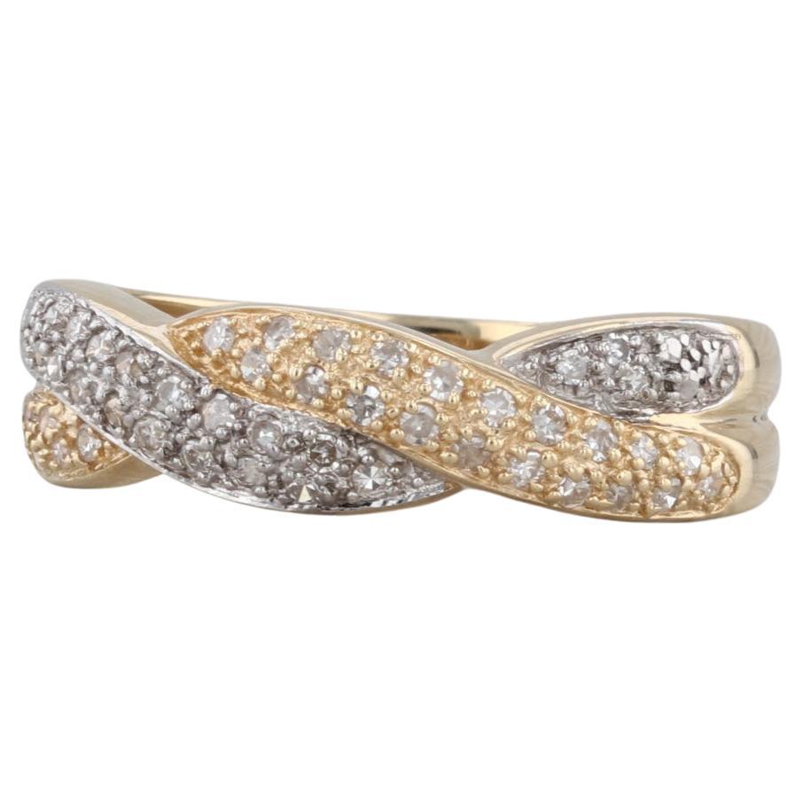 0.25ctw gewebter Diamantring 14k Gold Größe 8 stapelbares Band im Angebot