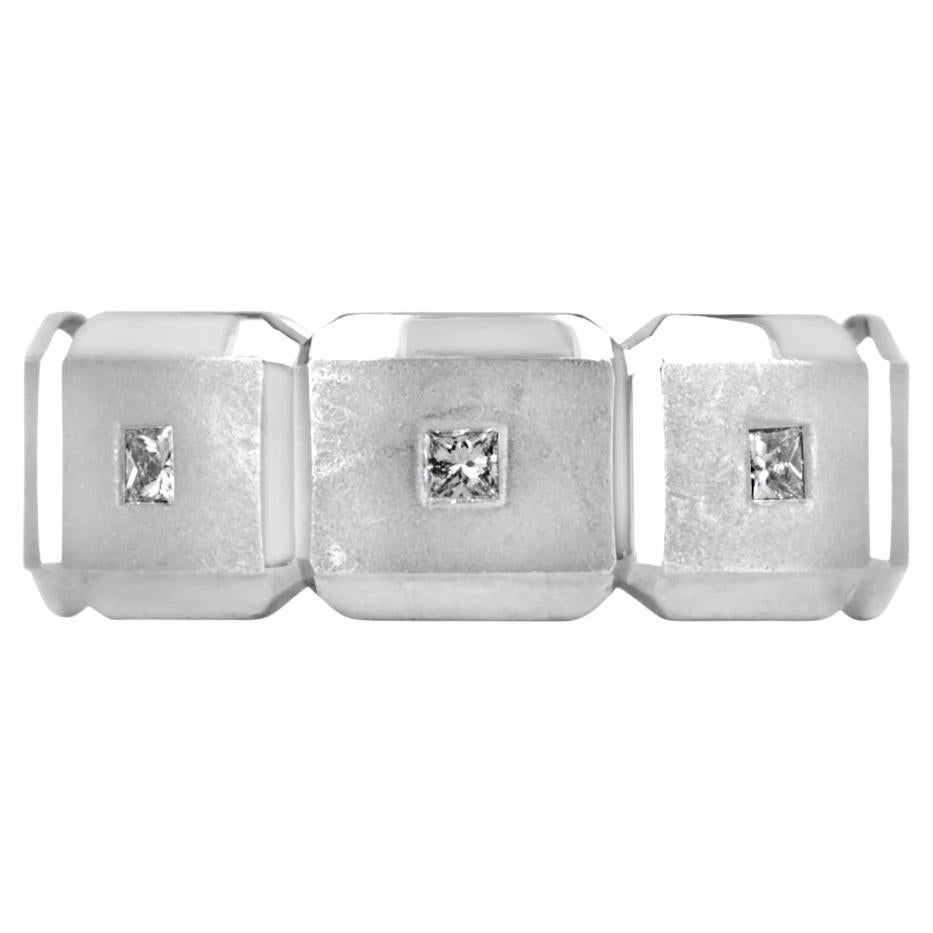 0.25tcw Palladium Men's Princess Cut Bezel Diamond Wedding Band Ring