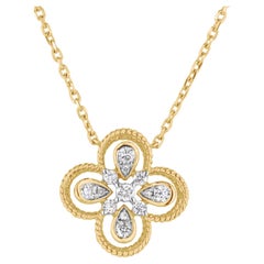 0.26 Carat Clover Flower Diamond Pendant in 14k Yellow Gold ref2210