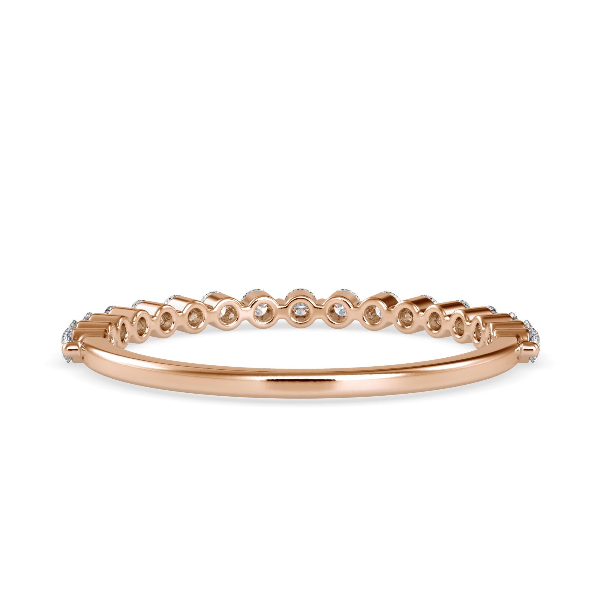 0.26 Carat Diamond 14K Rose Gold Ring
Stamped: 14K 
Total Ring Weight: 1.3 Grams
Diamond Weight: 0.26 Carat (F-G Color, VS2-SI1 Clarity) 1.6 Millimeters 
Diamond Quantity: 17 
SKU: [500028]