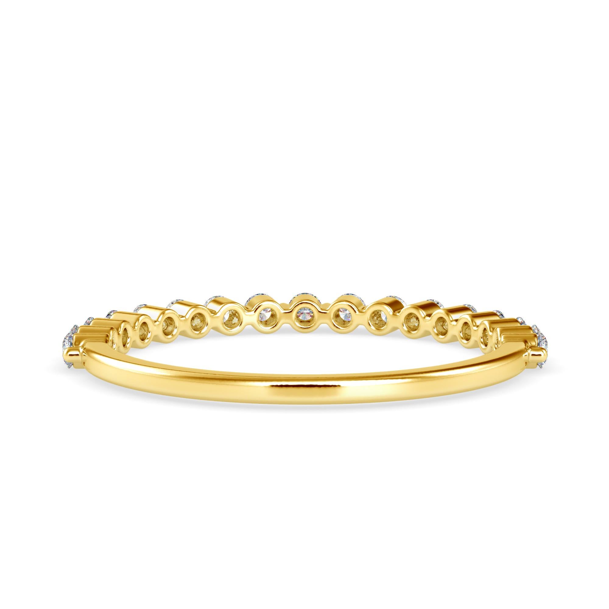 0.26 Carat Diamond 14K Yellow Gold Ring
Stamped: 14K 
Total Ring Weight: 1.3 Grams
Diamond Weight: 0.26 Carat (F-G Color, VS2-SI1 Clarity) 1.6 Millimeters 
Diamond Quantity: 17 
SKU: [500030]