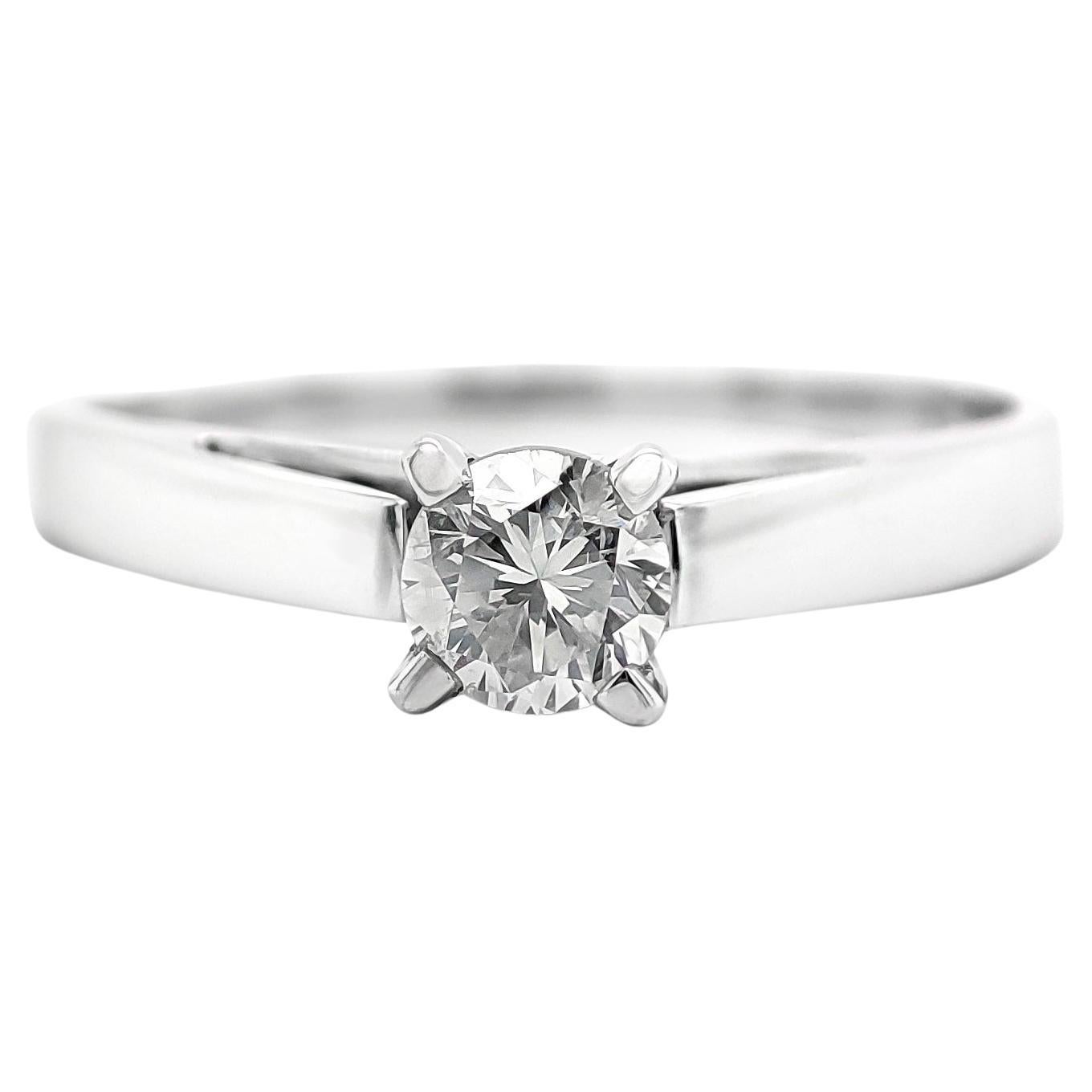 NO RESERVE 0.26CT Round Diamond Solitaire Engagement Ring 14K White Gold For Sale