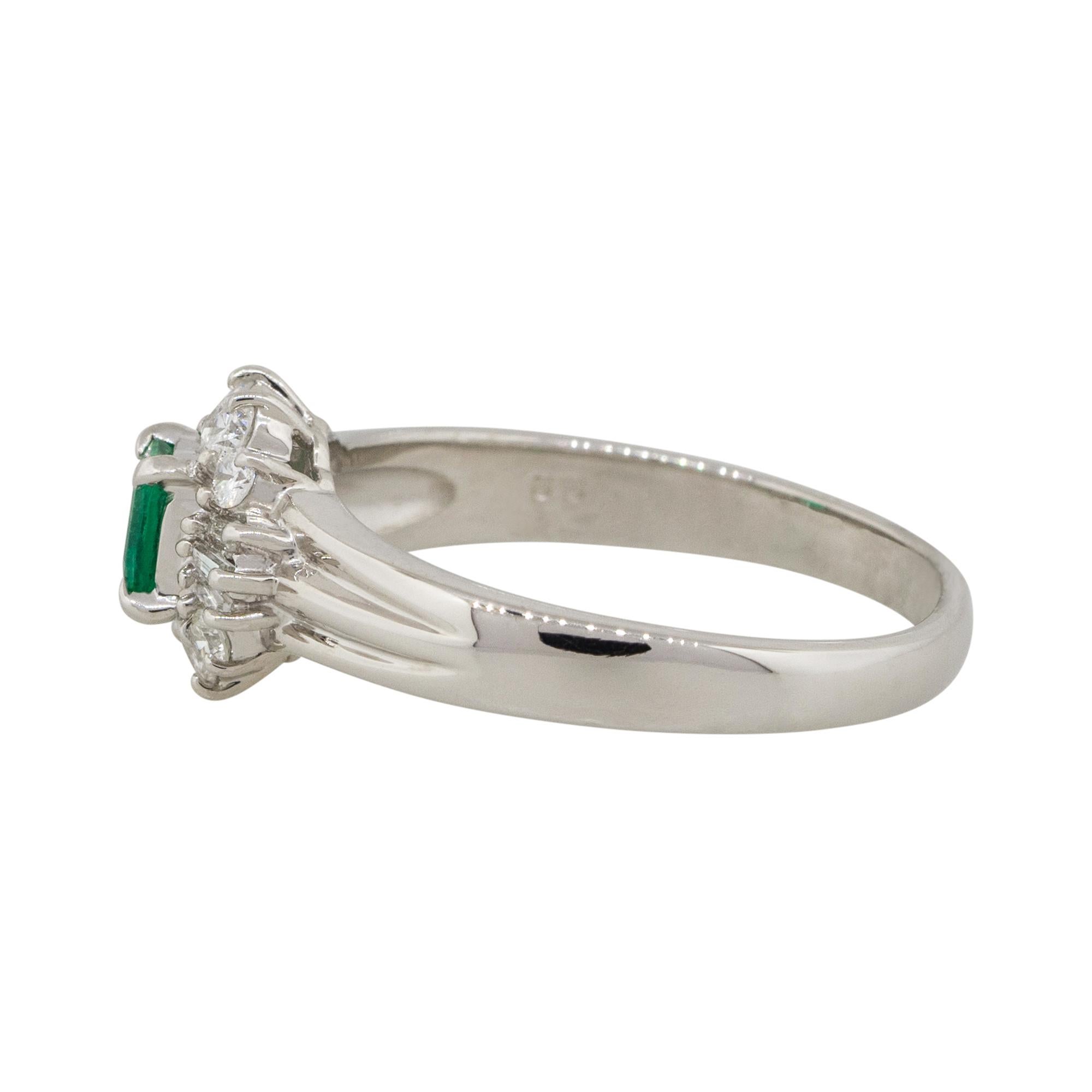 Emerald Cut 0.26 Carat Emerald Center Diamond Cocktail Ring Platinum in Stock