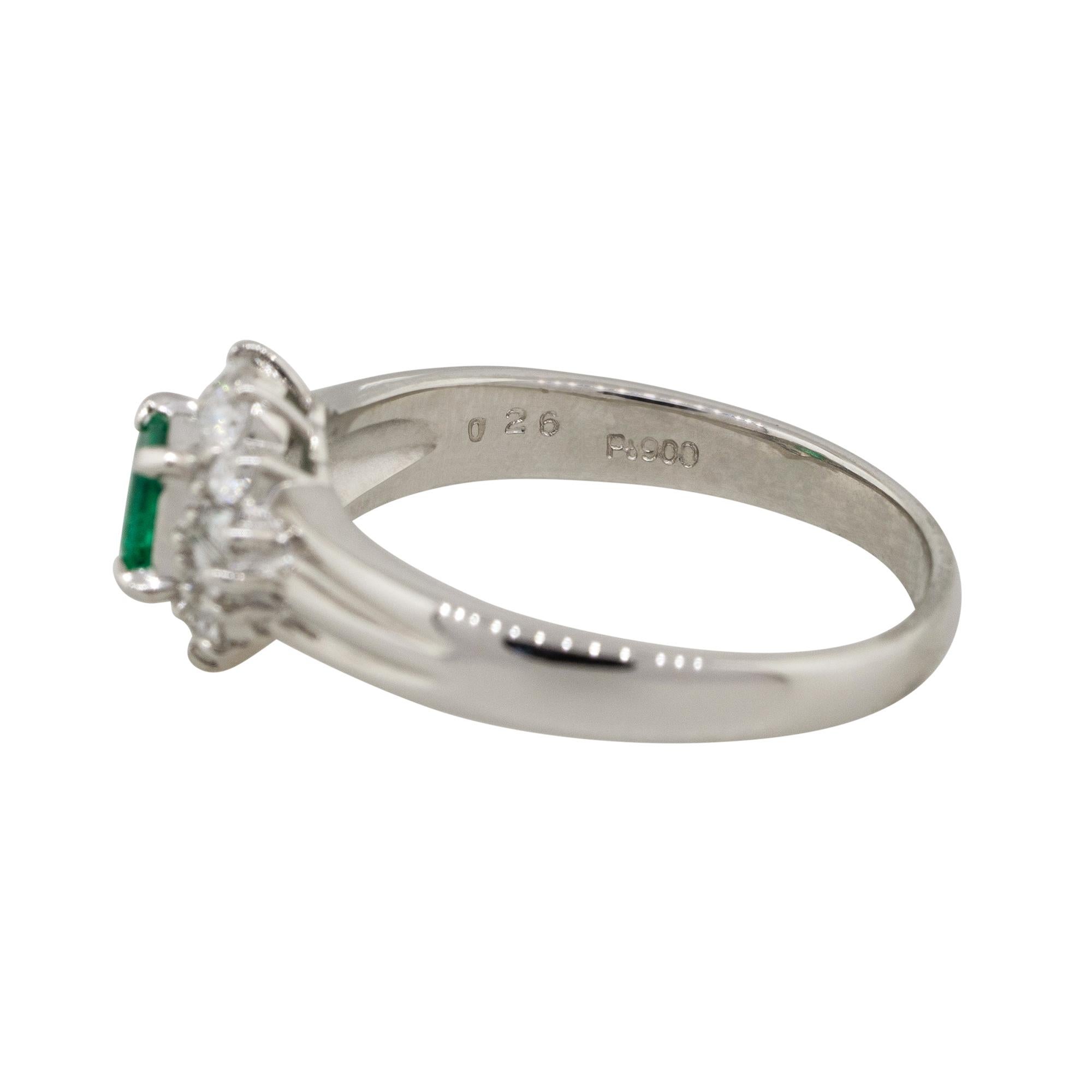 0.26 Carat Emerald Center Diamond Cocktail Ring Platinum in Stock In New Condition In Boca Raton, FL