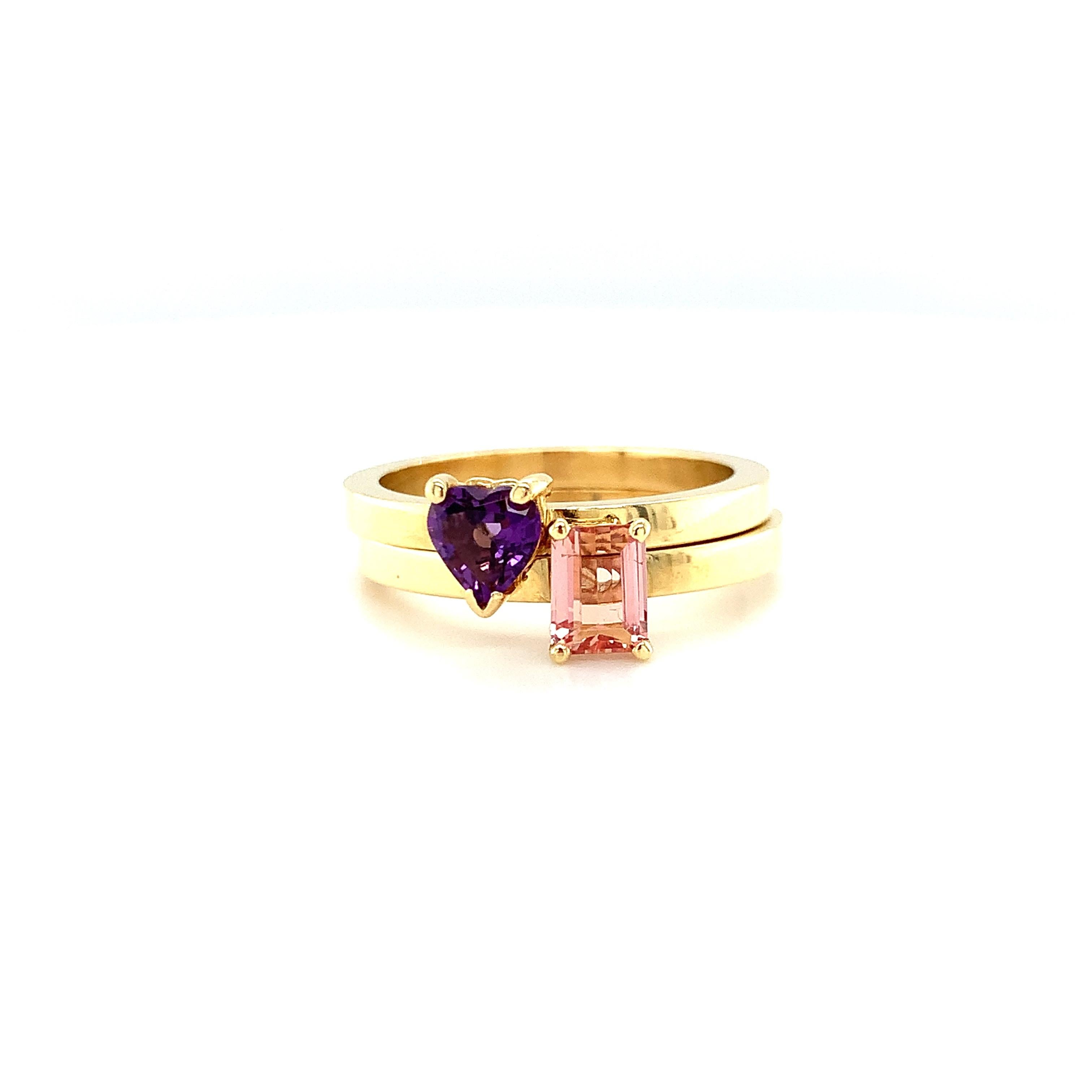 Precious Topaz Stackable Solitaire Band Ring in 18k Yellow Gold  For Sale 4