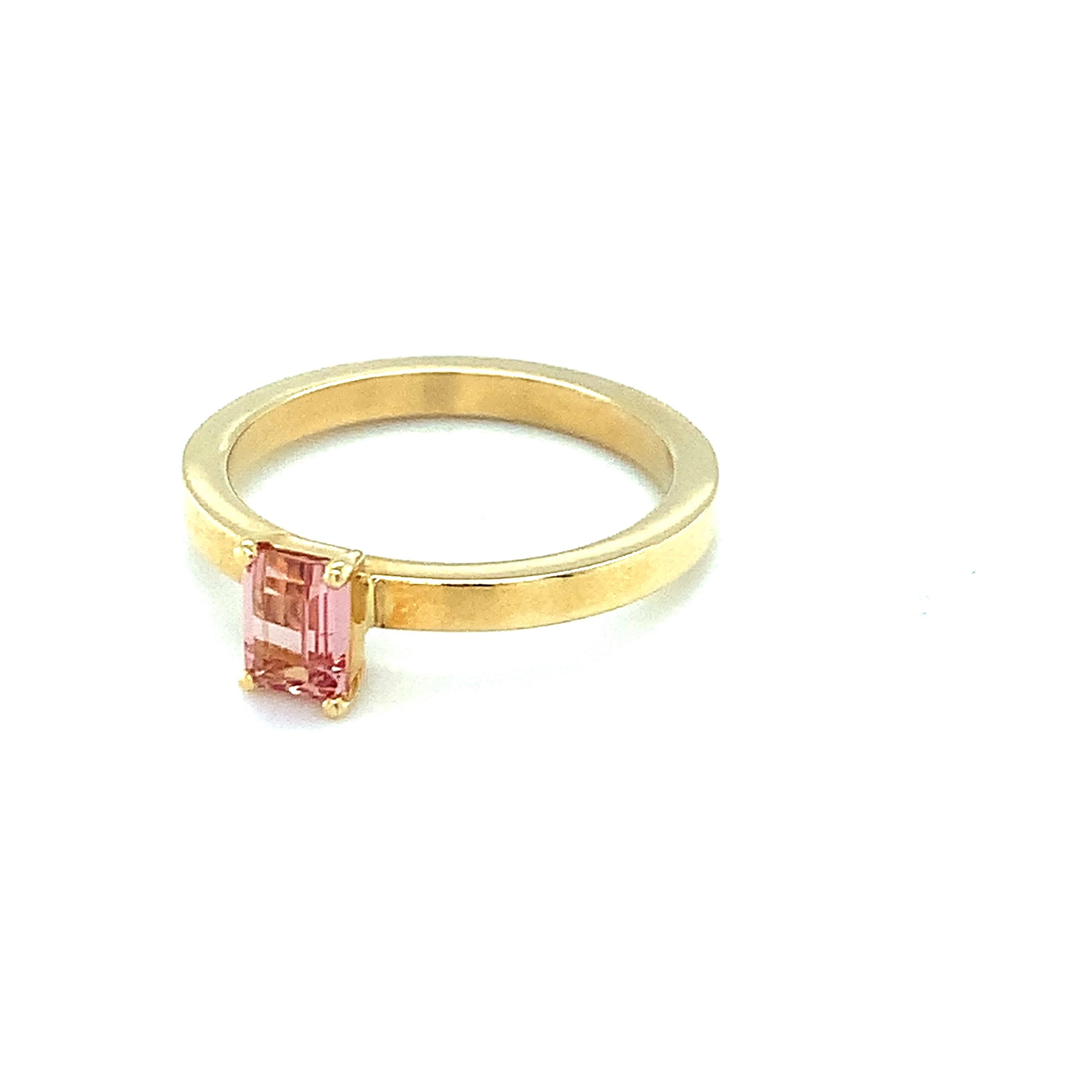Women's Precious Topaz Stackable Solitaire Band Ring in 18k Yellow Gold  For Sale
