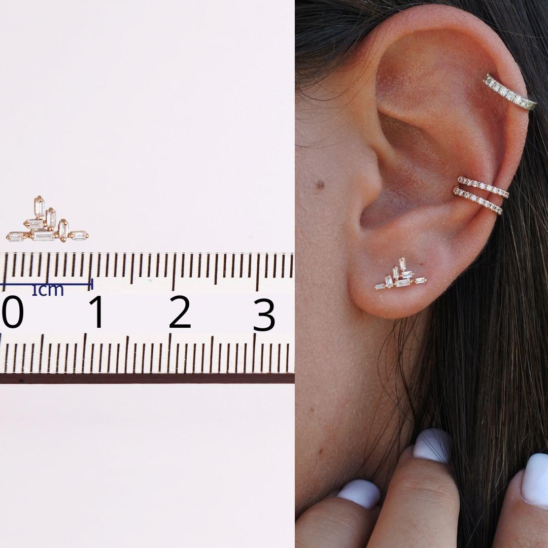 Women's 0.26 Carat Geometrical Diamond Earrings in 18K Rose Gold - Shlomit Rogel For Sale