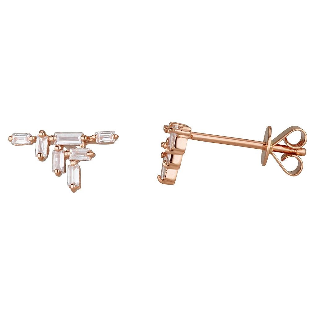 0.26 Carat Geometrical Diamond Earrings in 18K Rose Gold - Shlomit Rogel