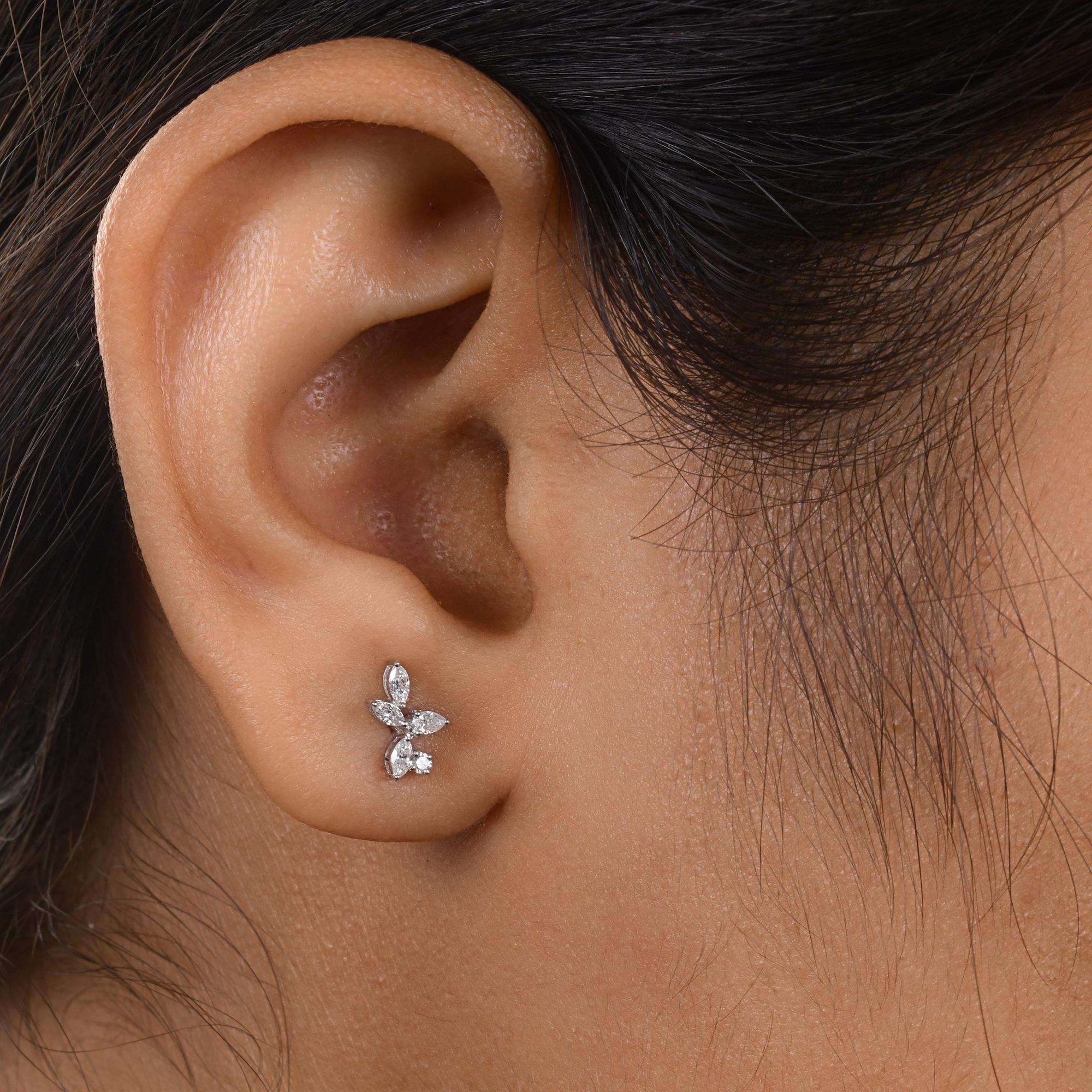 Moderne 0.26 Carat Marquise Pear Round Brilliant Cut Diamond Earrings 18k White Gold en vente