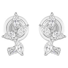 Pendientes de diamantes talla marquesa pera redonda brillante de 0,26 quilates y oro blanco de 18k