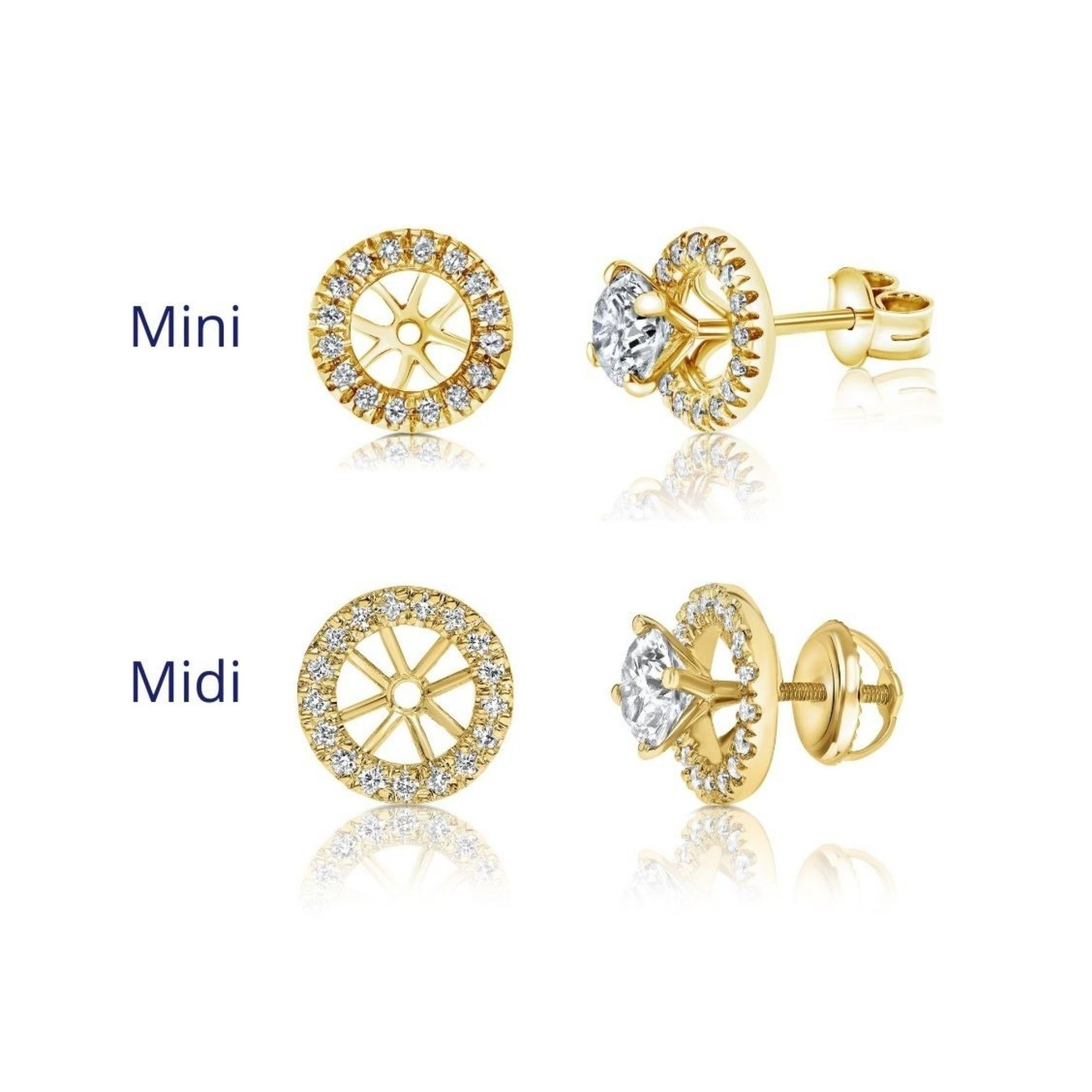 Round Cut 0.26 Carat Midi Round Diamond Ear Jacket Add-On 14k Yellow Gold, Shlomit Rogel For Sale