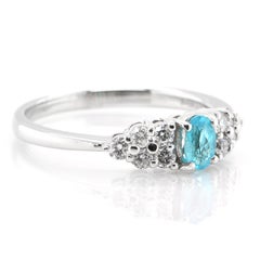 GIA Certified 0.26 Carat Brazilian Paraiba Tourmaline Ring set in Platinum