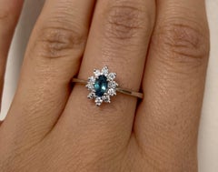 0.26 Carat Natural Color Changing Alexandrite and Diamond Engagement Ring