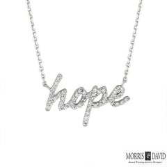 0.26 Carat Natural Diamond Hope Necklace Pendant 14 Karat White Gold G SI