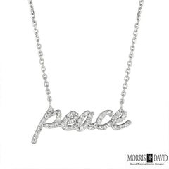 0.26 Carat Natural Diamond Peace Necklace 14 Karat White Gold