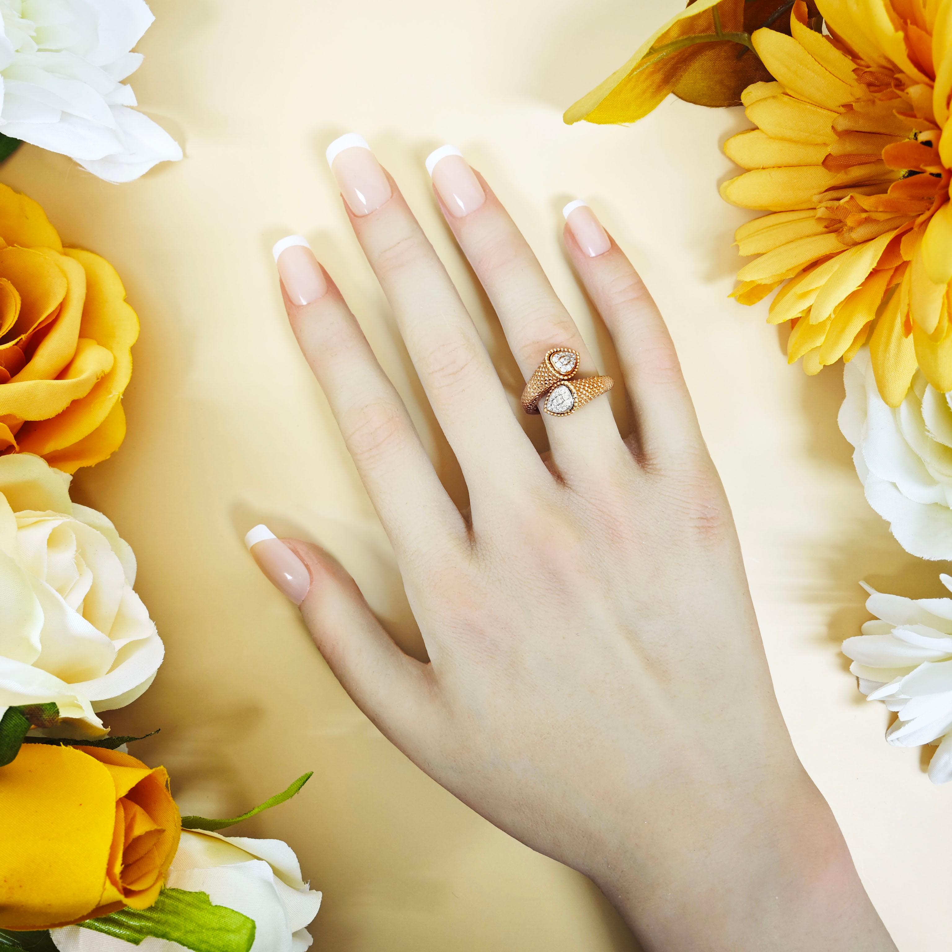 Round Cut 0.26 Carat Pink and White Diamond Rose Gold Ring For Sale