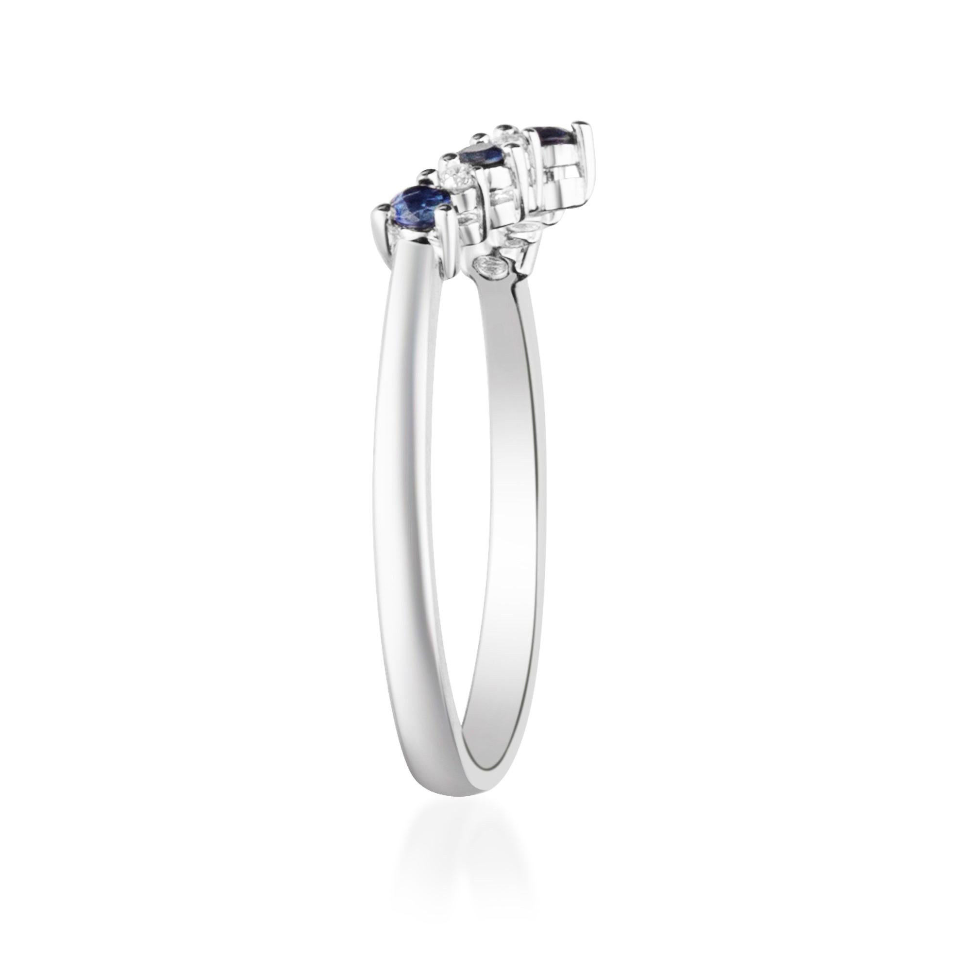 This ring brings an elegant touch to any outfit. Featuring Gin& Grace Genuine Blue Sapphire gemstones offset by 4 Pcs diamonds and a 10k white gold band that provides a luxurious backdrop to the brilliant gemstones, this ring makes a great statement