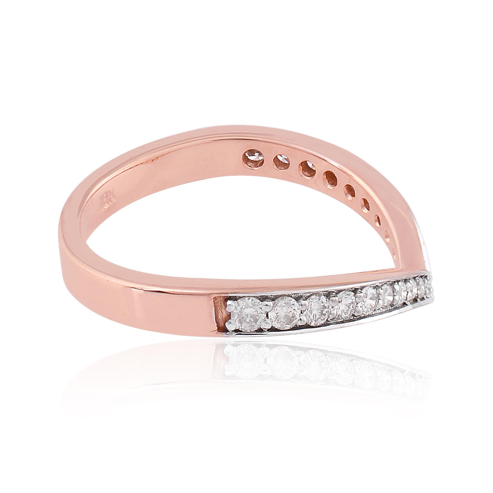 For Sale:  0.26 Carat SI Clarity HI Color Diamond Chevron Ring 18 Karat Rose Gold Jewelry 2