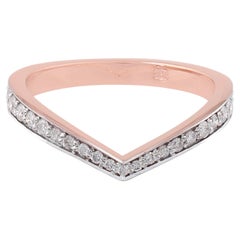 0.26 Carat SI Clarity HI Color Diamond Chevron Ring 18 Karat Rose Gold Jewelry