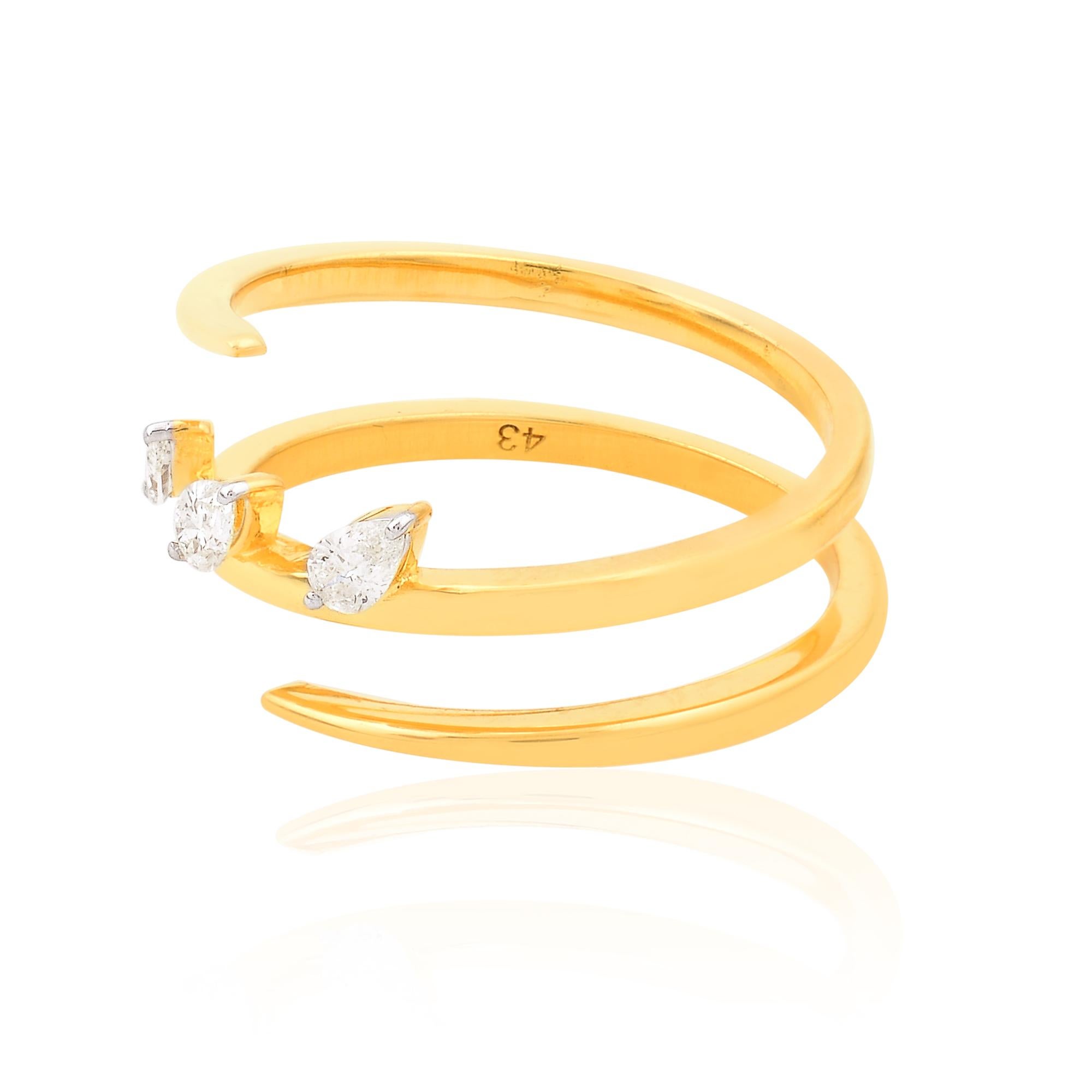 For Sale:  0.26 Carat SI Clarity HI Color Pear Diamond Spiral Ring 18 Karat Yellow Gold 2