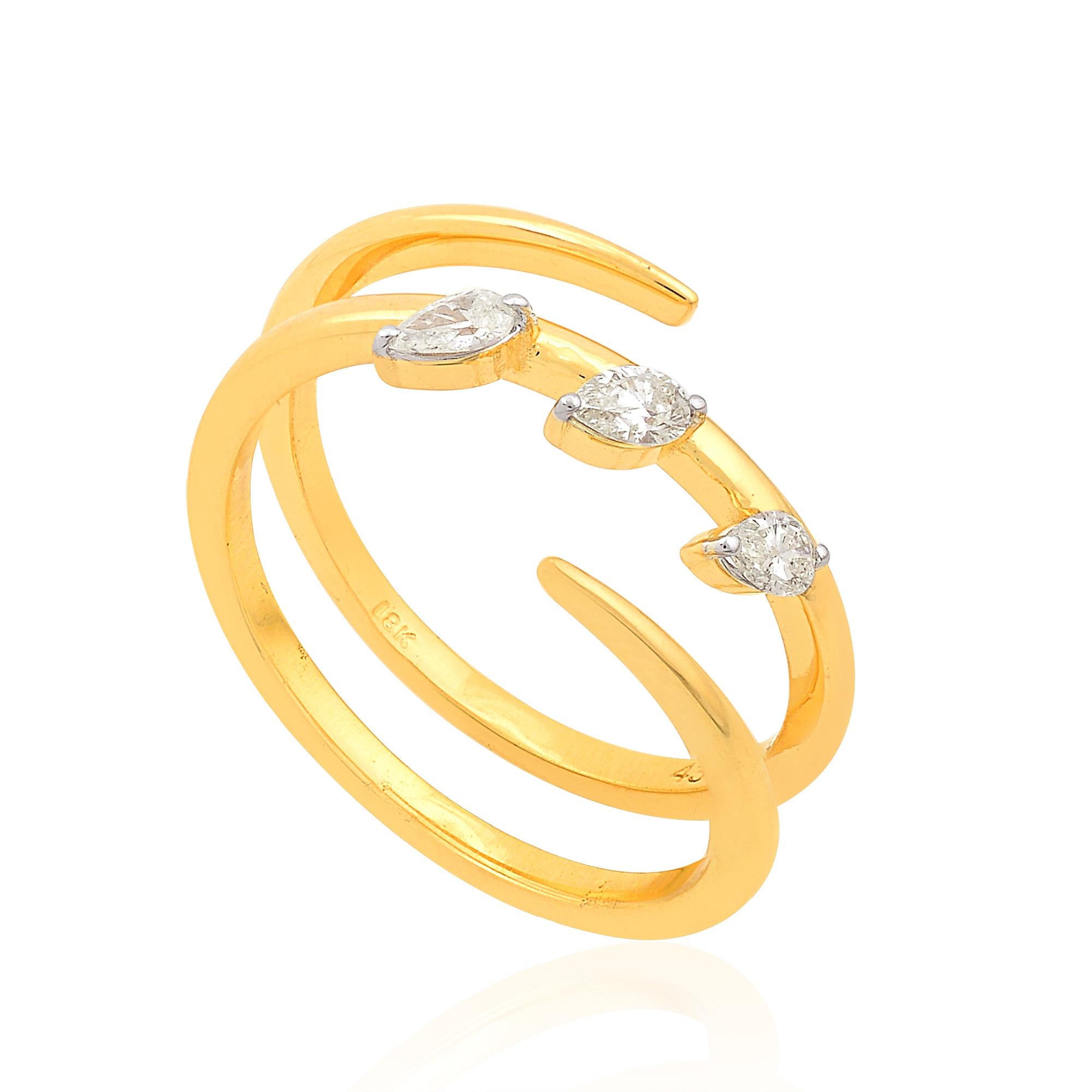 For Sale:  0.26 Carat SI Clarity HI Color Pear Diamond Spiral Ring 18 Karat Yellow Gold 3
