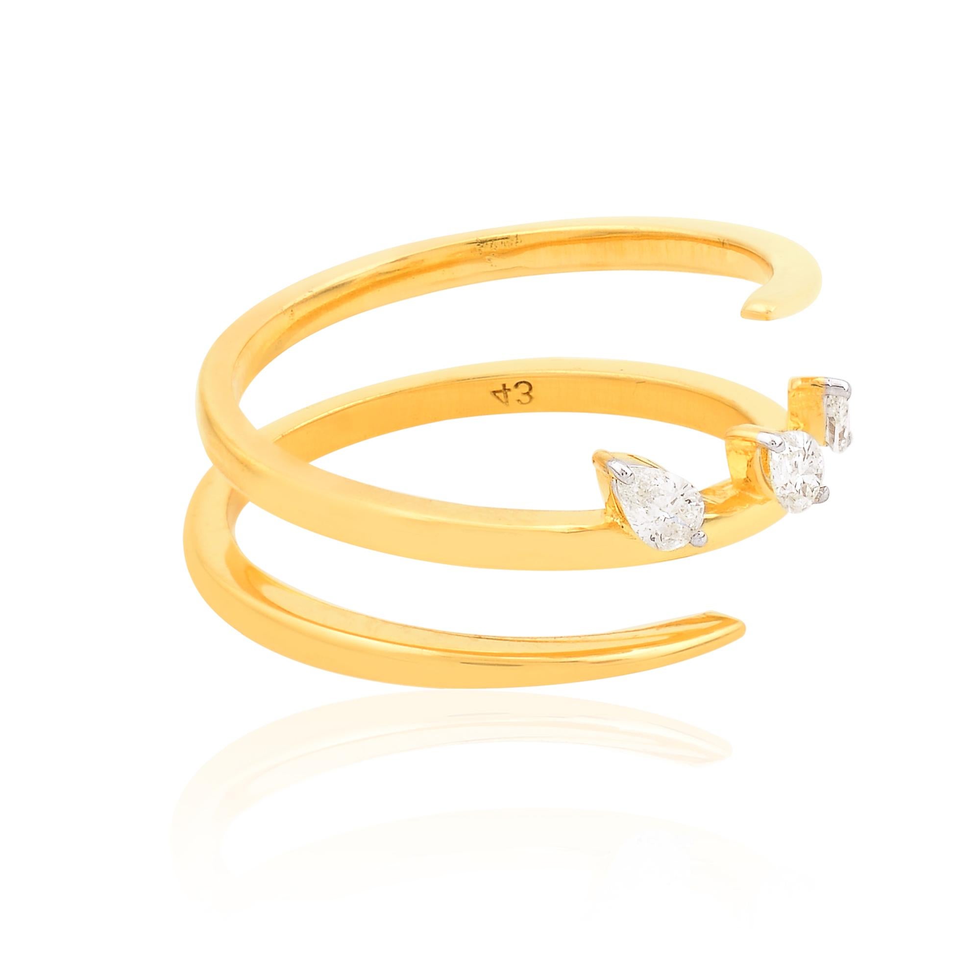 in vendita:  Anello a spirale con diamante a pera da 0,26 carati, purezza SI, colore HI, oro giallo 18 carati 3