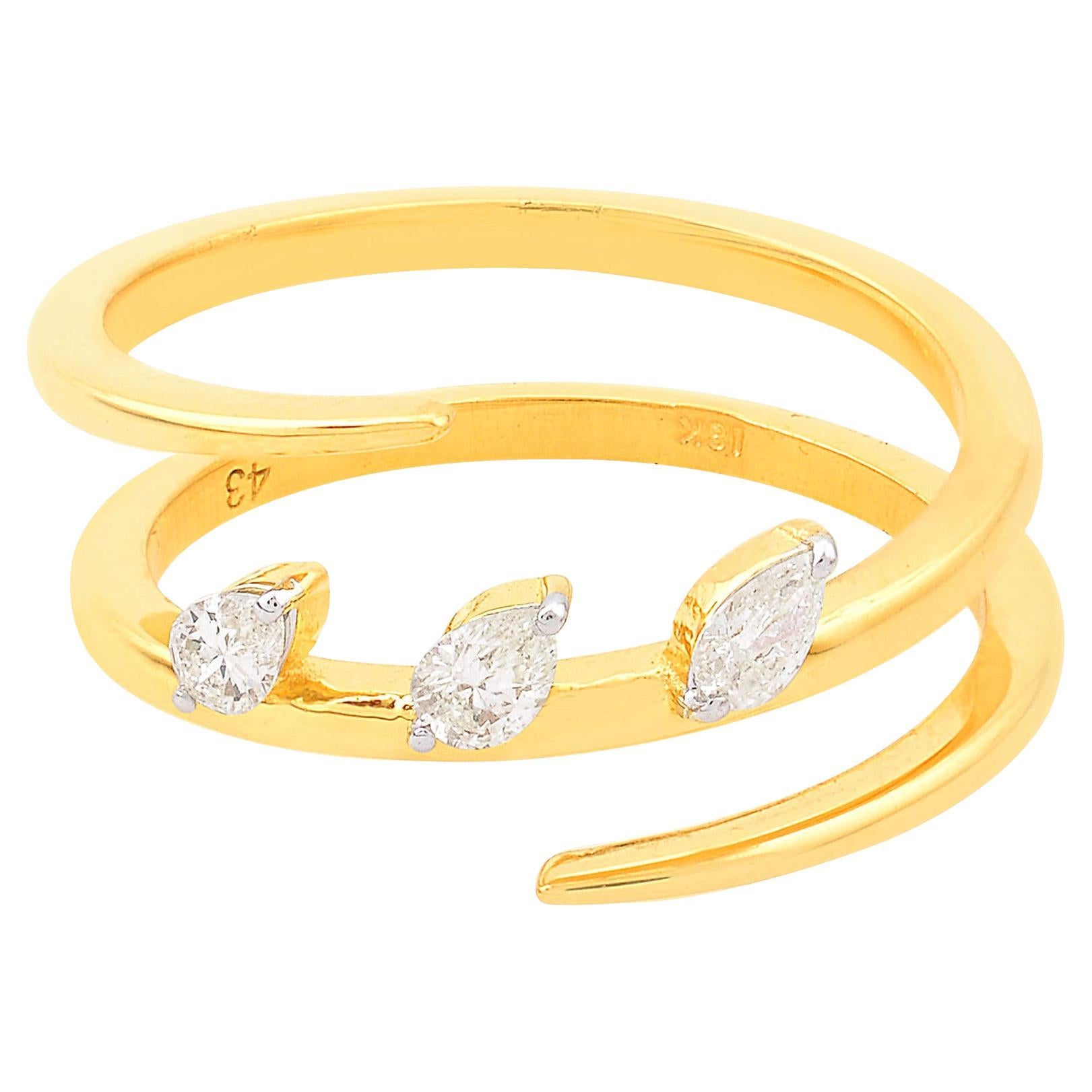 in vendita:  Anello a spirale con diamante a pera da 0,26 carati, purezza SI, colore HI, oro giallo 18 carati
