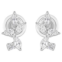 0.26 Carat SI/H Natural Diamond Leaf Shape Stud Earrings 18k White Gold