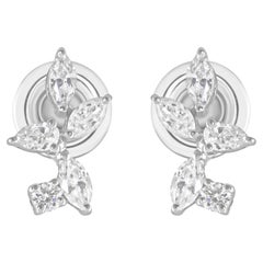0.26 Carat SI/H Natural Diamond Leaf Shape Stud Earrings 18k White Gold