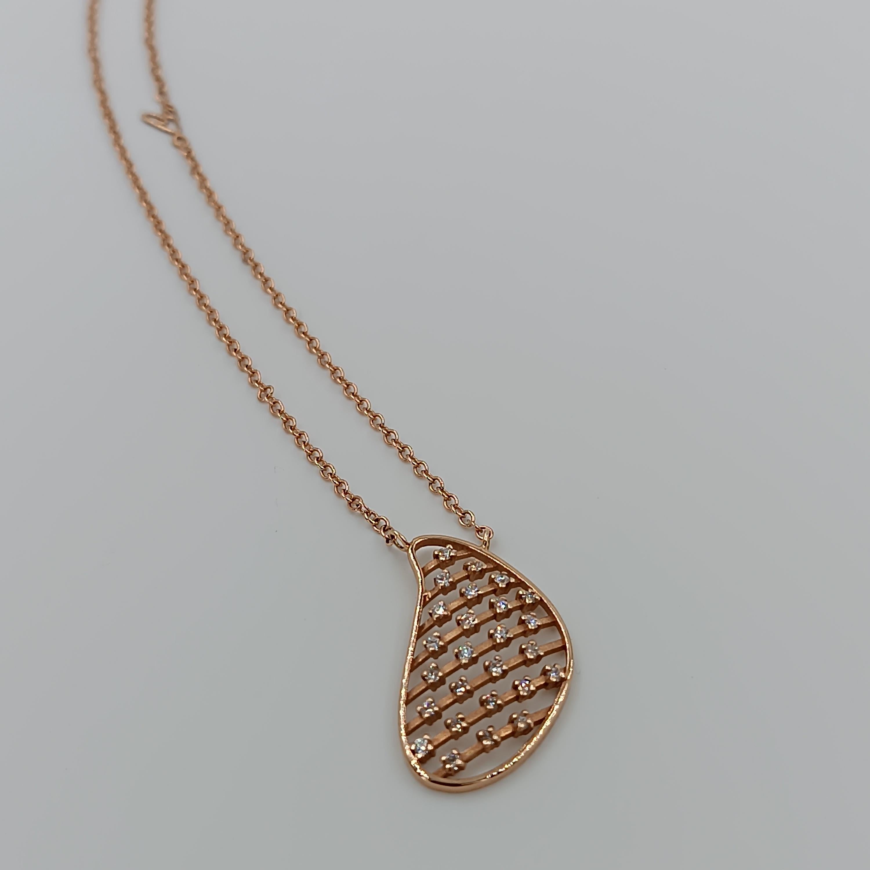 0,26 Karat Vs G Diamanten auf 18 Karat Roségold Halskette im Zustand „Neu“ im Angebot in Milano, MI